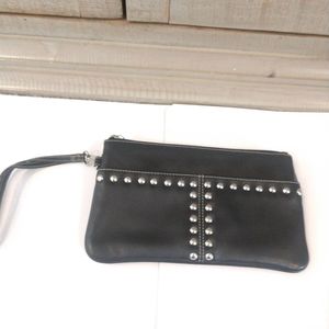 Black Studded Clutch Wristlet